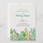 Aquarellkaktus Kinderdusche Einladung (Vorderseite)