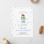 Aquarellkaktus Kinderdusche Einladung (Vorderseite/Rückseite Beispiel)