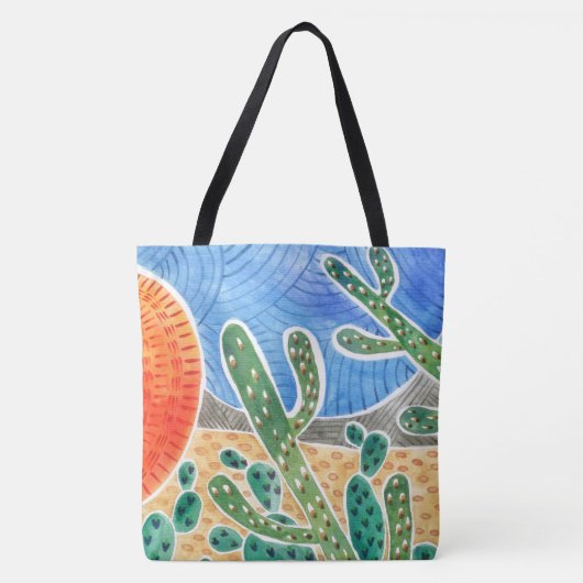Aquarellkaktus Landschaftsbild Tote Beutel Tasche (Vorderseite)