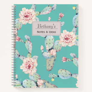 Aquarellkaktus mit Blume Moderne Personalisierte Notizblock