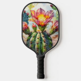 Aquarellkaktus mit dynamischen Wüsten-Blume Pickleball Schläger