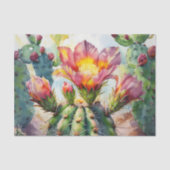 Aquarellkaktus mit dynamischen Wüsten-Blume Seidenpapier (Vorderseite)