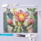 Aquarellkaktus mit dynamischen Wüsten-Blume Seidenpapier (Handwerk)