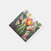 Aquarellkaktus mit dynamischen Wüsten-Blume Serviette (Ecke)