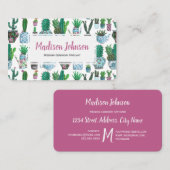 Aquarellkaktus | Monogramm | Visitenkarten Visitenkarte (Vorne/Hinten)