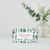Aquarellkaktus | Monogramm | Visitenkarten Visitenkarte (Stehend Vorderseite)