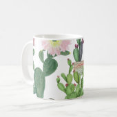 Aquarellkaktus Nahtloses Malmuster Kaffeetasse (Vorderseite Links)