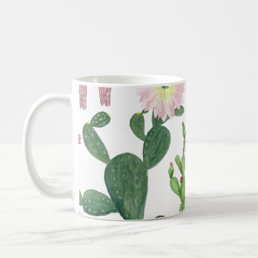 Aquarellkaktus Nahtloses Malmuster Kaffeetasse (Links)