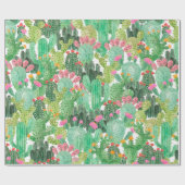 Aquarellkaktus nahtloses Muster Geschenkpapier (Flach)