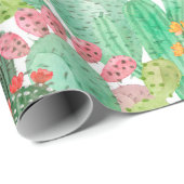 Aquarellkaktus nahtloses Muster Geschenkpapier (Rolleneckpunkt)
