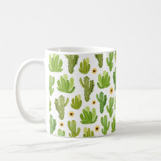 Aquarellkaktus nahtloses Muster Kaffeetasse (Links)