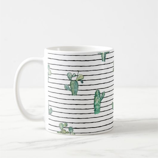 Aquarellkaktus nahtloses Muster Kaffeetasse (Links)