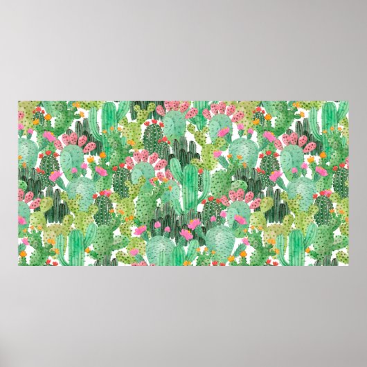 Aquarellkaktus nahtloses Muster Poster (Vorne)