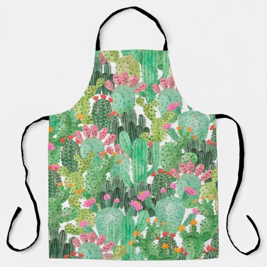 Aquarellkaktus nahtloses Muster Schürze (Vorderseite)