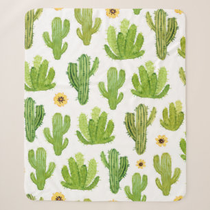 Aquarellkaktus nahtloses Muster Sherpadecke