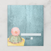 Aquarellkaktus Orange Bloom Wedding Platzkarte (Außenseite Aufgefaltet)