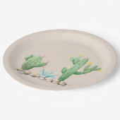 Aquarellkaktus Pappteller (Schrägansicht)