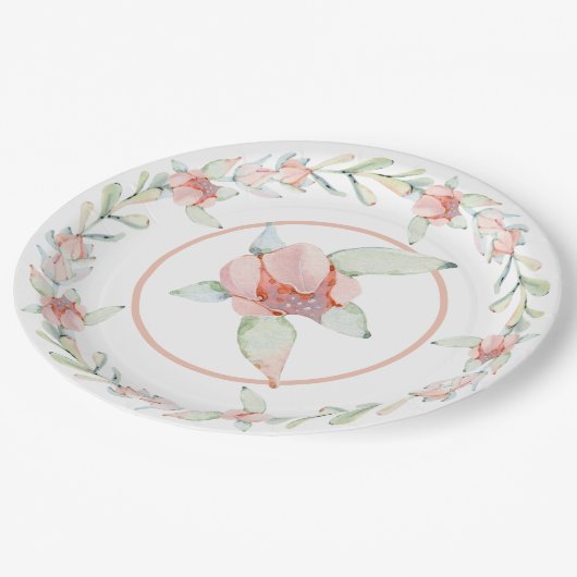 Aquarellkaktus Pappteller (Schrägansicht)