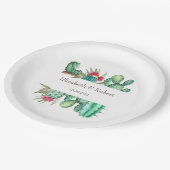 Aquarellkaktus Pappteller (Schrägansicht)