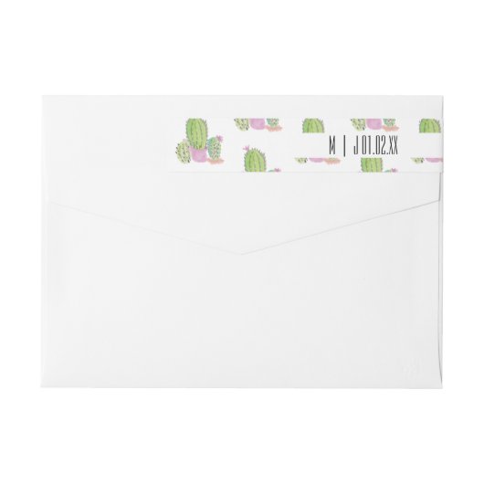 Aquarellkaktus Pflanze Grüne Hochzeitslogos (Rückseite)