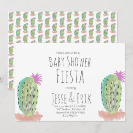 Aquarellkaktus Pflanze Handgemalte Kinderdusche Einladung