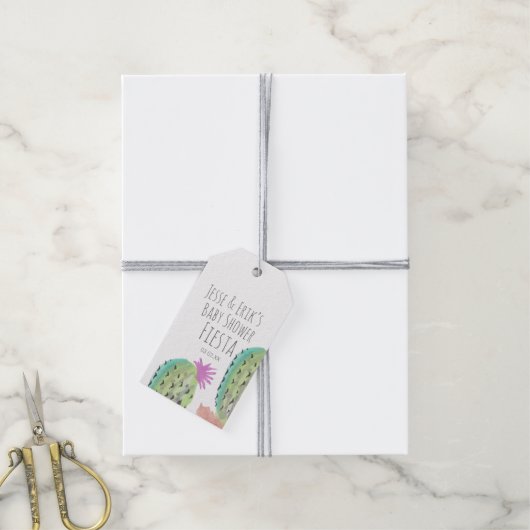 Aquarellkaktus Pflanze Handgemalte Kinderdusche Geschenkanhänger (Mit Garn)