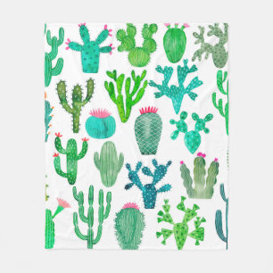 Aquarellkaktus Pflanze Set, Kakteen Blume Illustra Fleecedecke