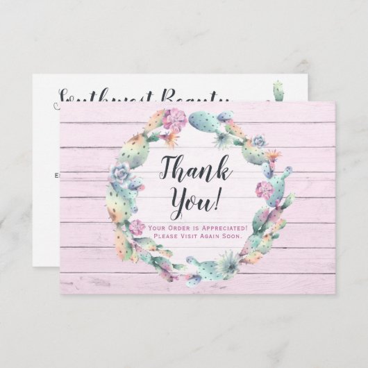 Aquarellkaktus Rustikale Dankeschön Karte (Vorne/Hinten)