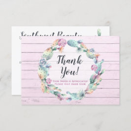 Aquarellkaktus Rustikale Dankeschön Karte