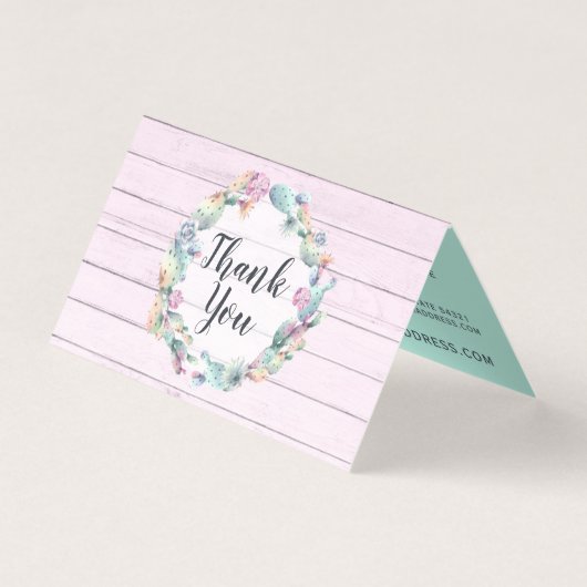 Aquarellkaktus Rustikales Holz Vielen Dank (Vorderseite)