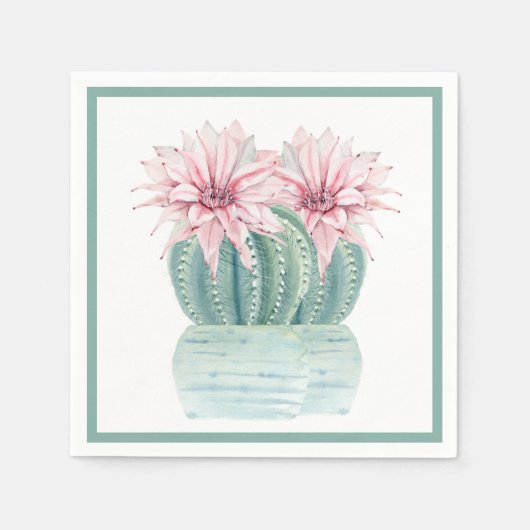 Aquarellkaktus Serviette (Vorderseite)