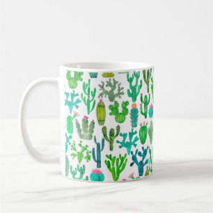 Aquarellkaktus sind nahtlose Muster. Cacti Backgro Kaffeetasse
