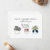 Aquarellkaktus soziale Entfernung Mitteilungskarte (Vorderseite/Rückseite Beispiel)