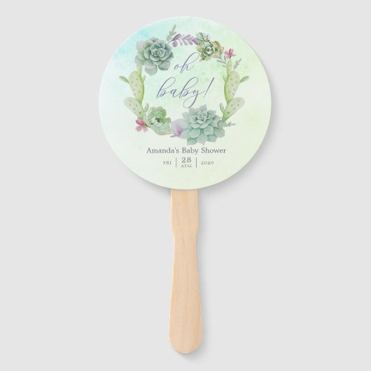 Aquarellkaktus Succulents Babydusche Fächer (Vorderseite)