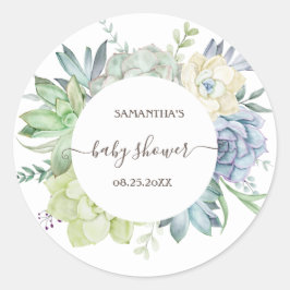 Aquarellkaktus Succulents Babydusche Runder Aufkleber
