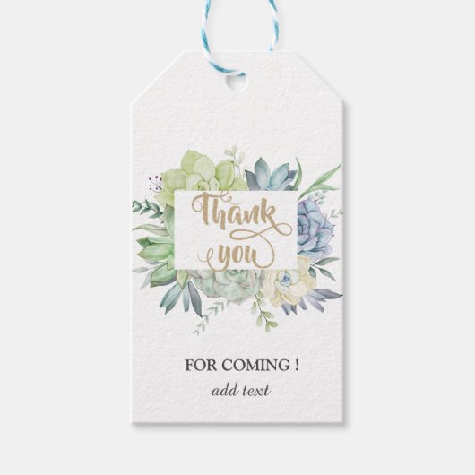 Aquarellkaktus Succulents Polka Dots Geschenkanhänger (Vorderseite)