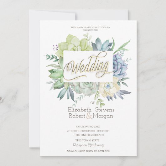 Aquarellkaktus Succulents Polka Dots Wedding Einladung (Vorderseite)
