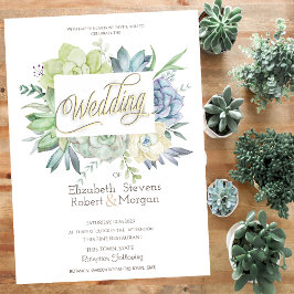 Aquarellkaktus Succulents Polka Dots Wedding Einladung
