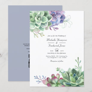 Aquarellkaktus Succulents QR Code UAWG Wedding Einladung
