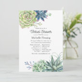 Aquarellkaktus Succulents Virtual Baby Shower Einladung (Stehend Vorderseite)