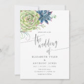 Aquarellkaktus Succulents Wedding Einladung (Vorderseite)