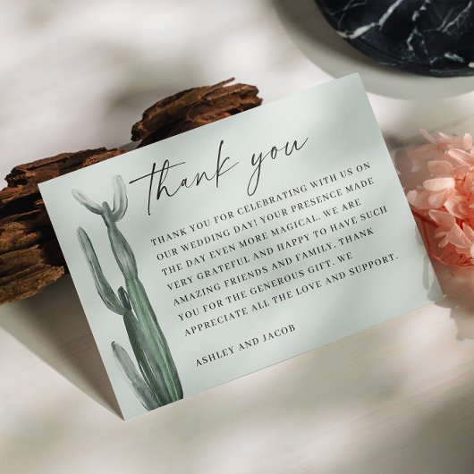 Aquarellkaktus | Südwestbotanische Hochzeit Dankeskarte