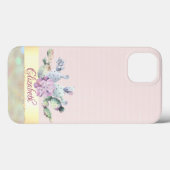 Aquarellkaktus, Sukkulente Blume Rosa Streifen Case-Mate iPhone Hülle (Rückseite (Horizontal))