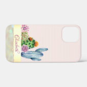 Aquarellkaktus, Sukkulenter rosa Streifen Case-Mate iPhone Hülle (Rückseite (Horizontal))