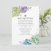 Aquarellkaktus Sukkulents Bat Mitzvah Einladung (Stehend Vorderseite)