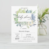 Aquarellkaktus Sukkulents Dots Baby Dusche Einladung (Stehend Vorderseite)