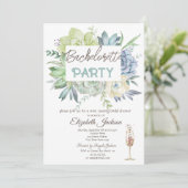 Aquarellkaktus Sukkulents Dots Bachelorette Einladung (Stehend Vorderseite)