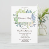 Aquarellkaktus Sukkulents Dots Retirement Einladung (Stehend Vorderseite)