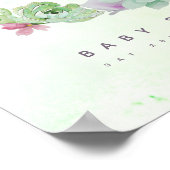 Aquarellkaktus Sukkulents Kinderdusche Willkommen Poster (Ecke)