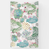 Aquarellkaktus und Dreiecksmuster Banner (Vertikal)